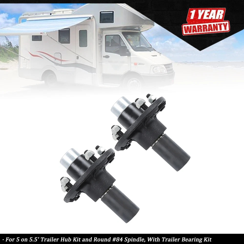 2 Pack Trailer Hub Spindle Kit for 5 on 5.5" Hubs