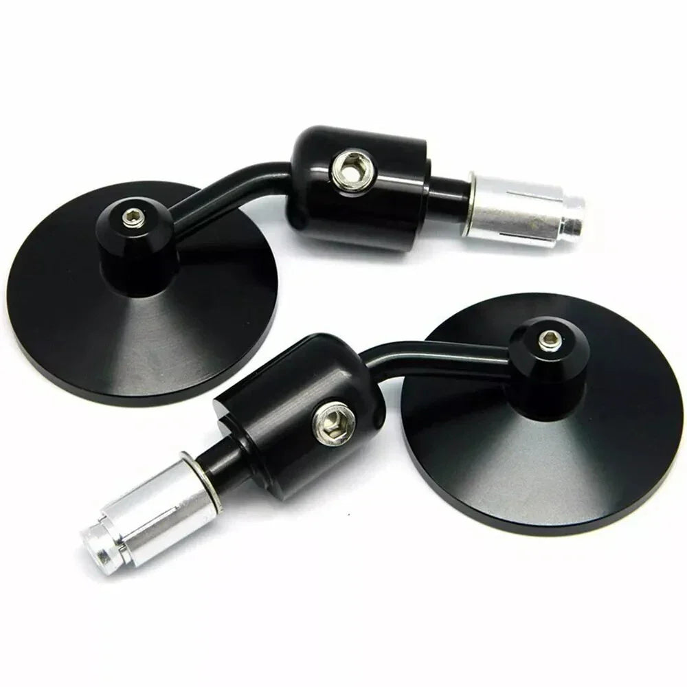 Black Round Aluminum Handle Bar End Mirrors for Cafe Race Motorcycle