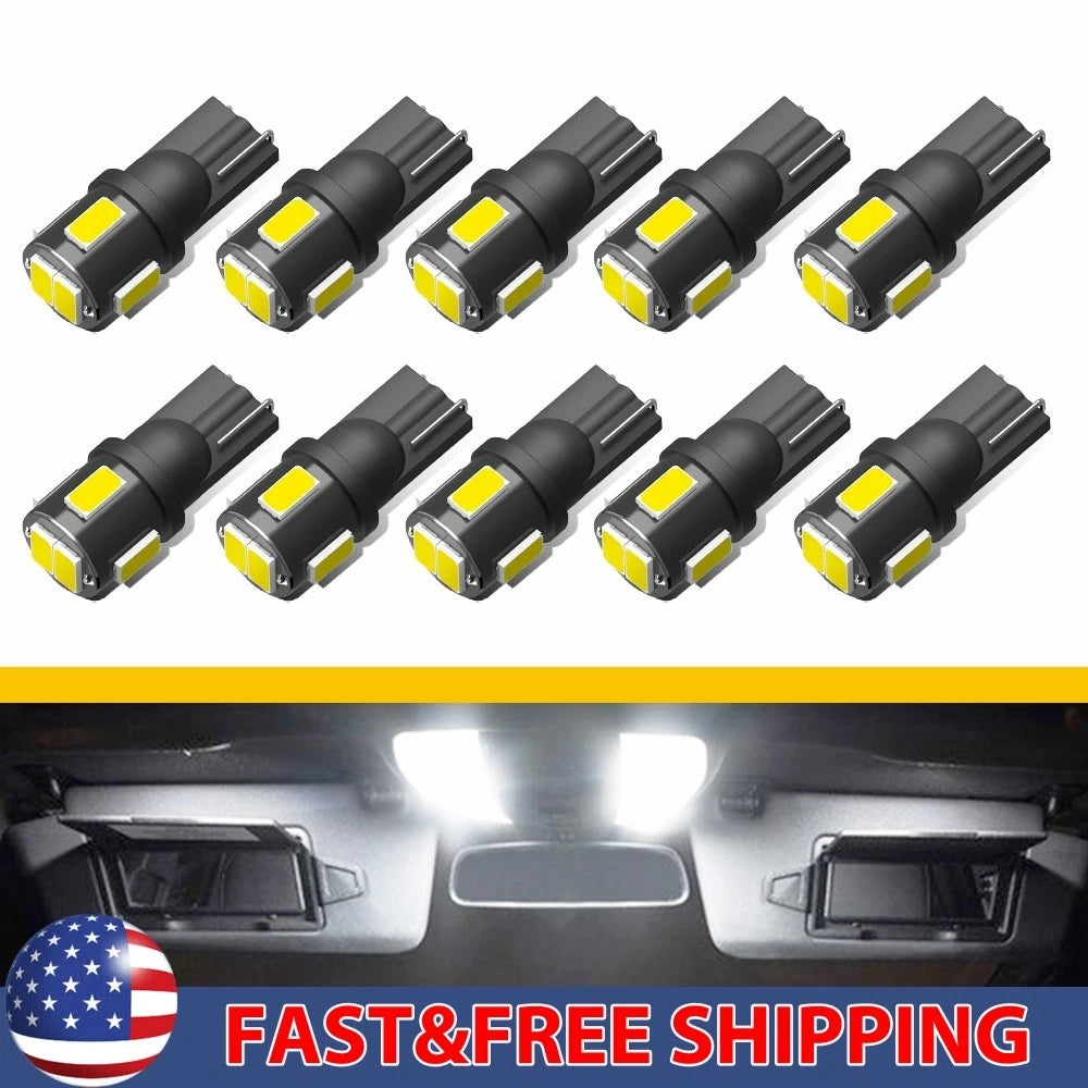 Set of 2 T10 LED Interior License Map Side Marker Light Bulbs for Various Models