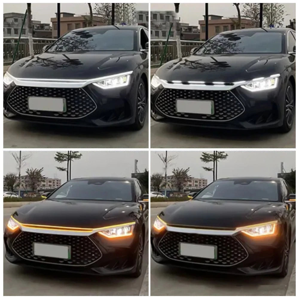 2X 180cm Dynamic White LED DRL Hood Light Strip for Universal Fit (2010–2023)
