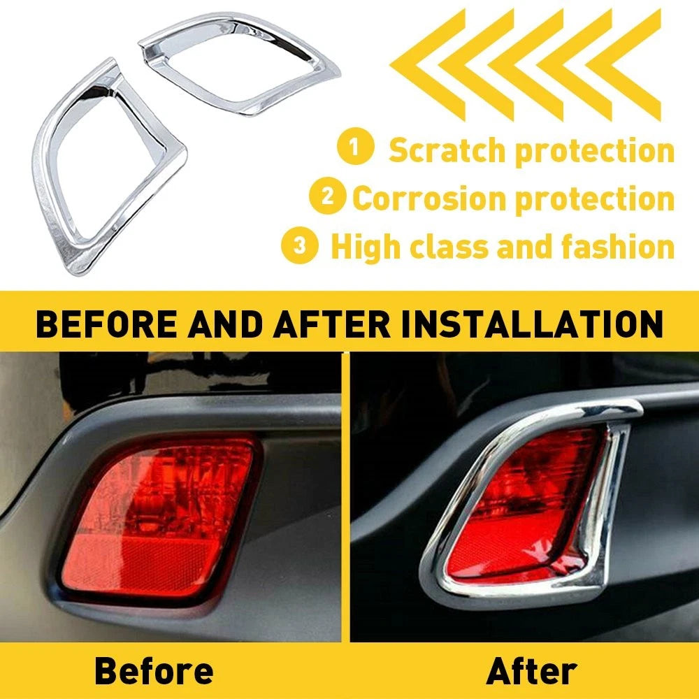 4X Chrome Rear Bumper Fog Light Lamp Cover for Toyota Highlander (2014–2019)