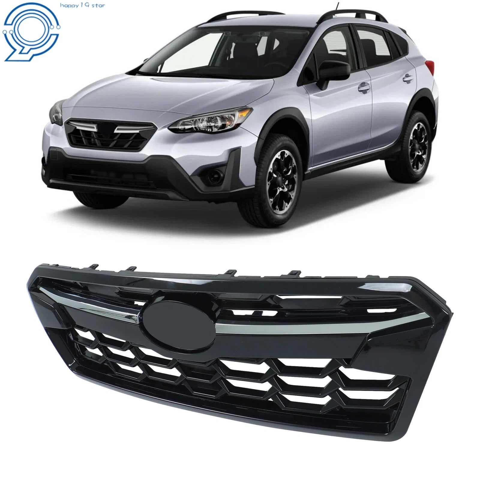 Chrome & Gloss Black Front Grille Assembly for Subaru Crosstrek (2018–2020)