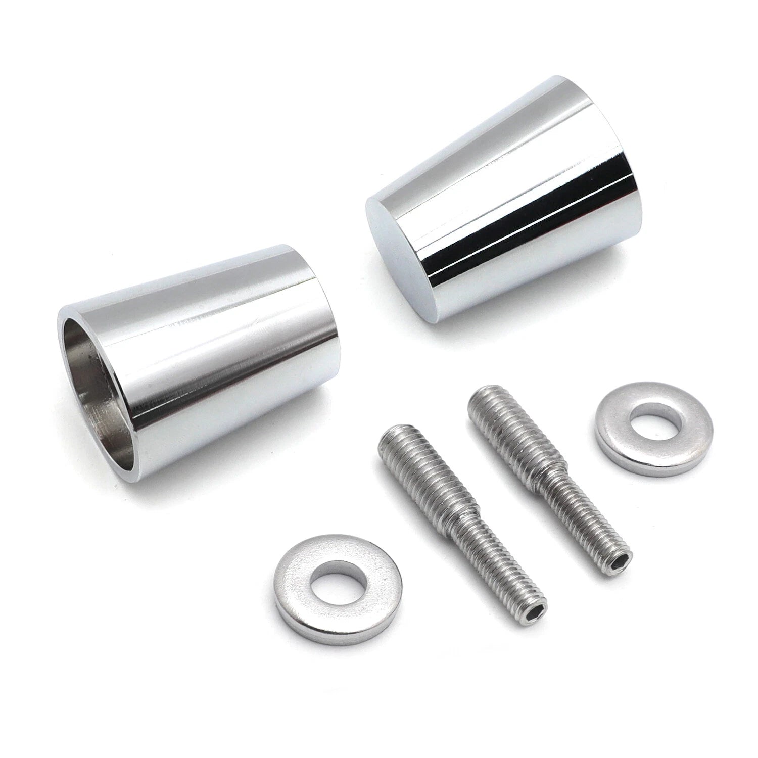 Set of 2 Chrome Handle Bar Ends for Suzuki GSXR 1000, Yamaha R1, R6