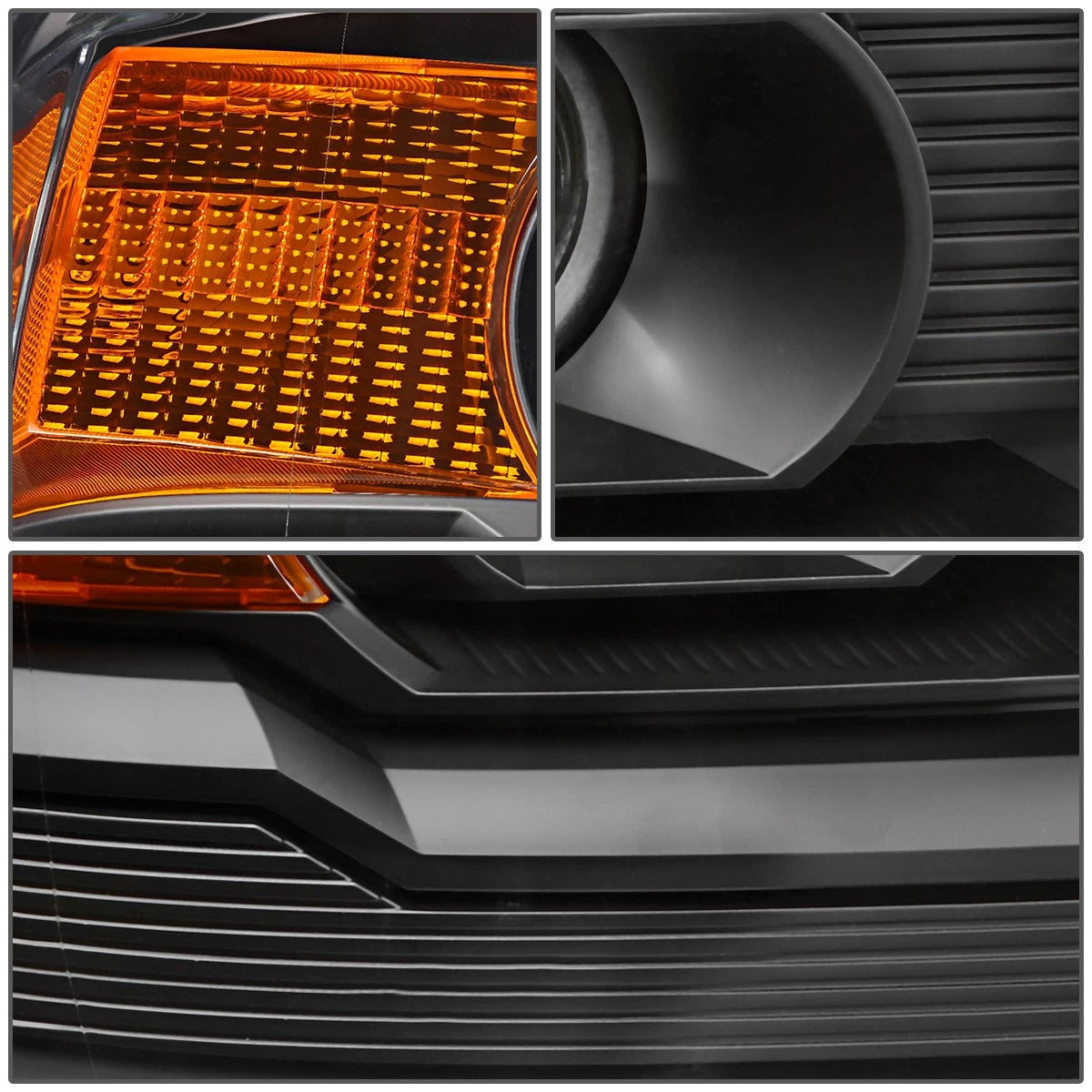 Black Housing Amber Corner Projector Headlight Lamps for GMC Sierra (2014–2018)