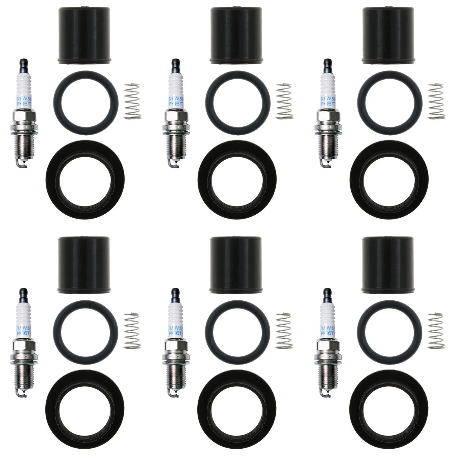 Denso 6 Platinum TT Plugs & NGK Ignition Coil Boots Kit for Dodge Ram 1500 (2002–2008)