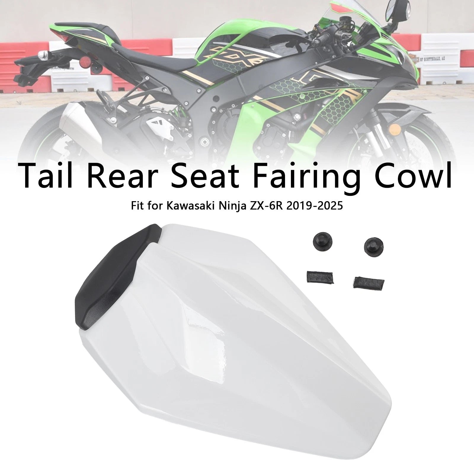 Racing Tail Rear Seat Fairing Cowl for Kawasaki ZX6R (2019–2025) White