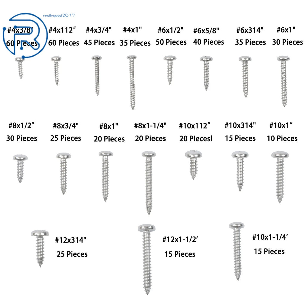 Set of 550 Stainless Steel Self-Tapping Wood Screws