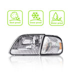Pair Chrome Headlights with Amber Corner for Ford F150/Expedition