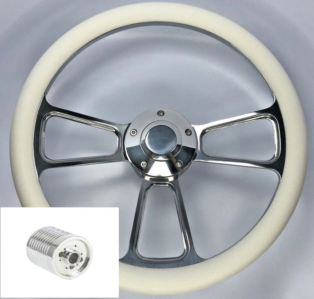 Polished Billet Steering Wheel White Wrap for Jeep Wrangler JL (2018–2024)
