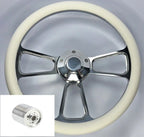 Polished Billet Steering Wheel White Wrap for Jeep Wrangler JL (2018–2024)