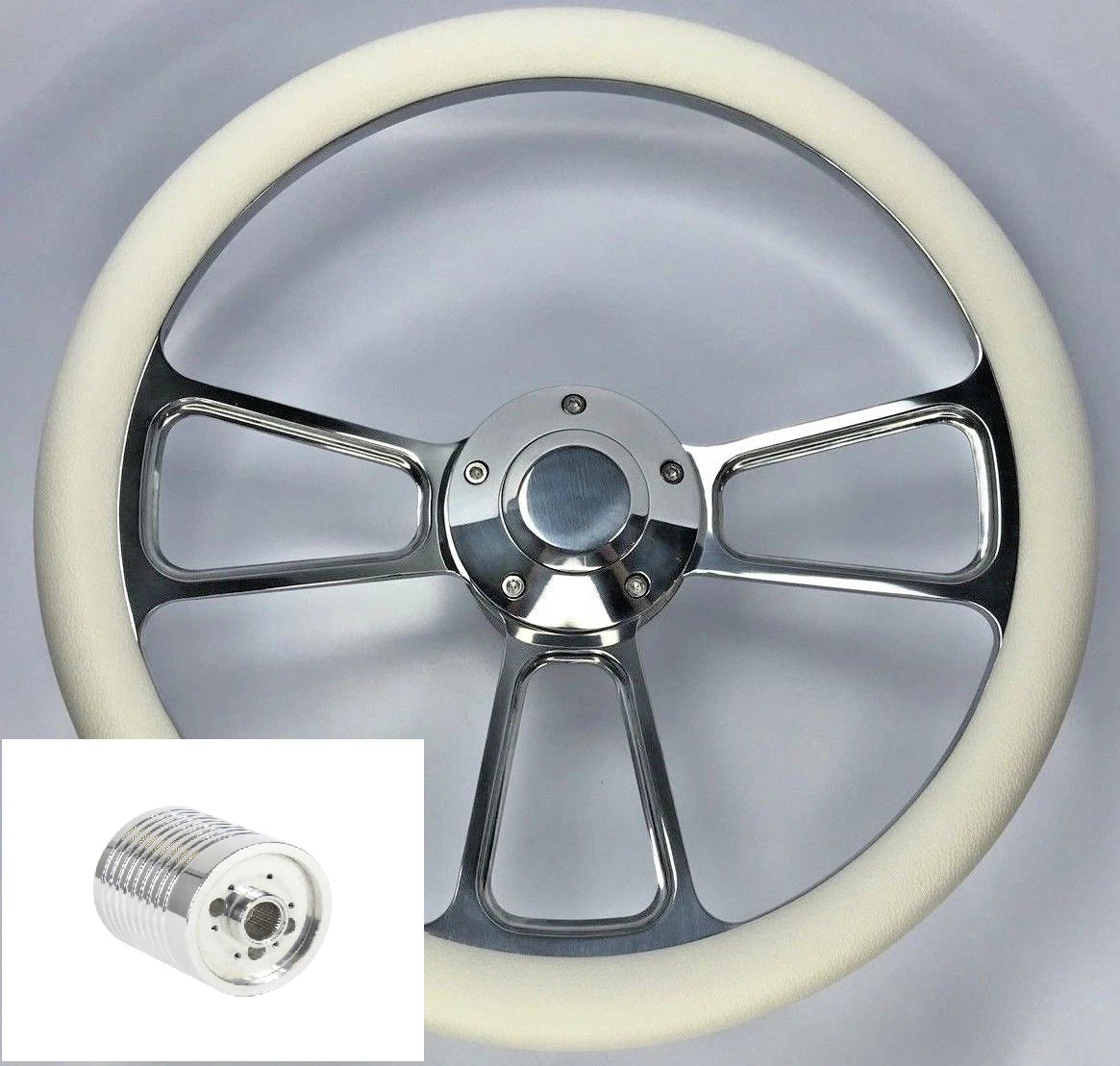 Polished Billet Steering Wheel White Wrap for Jeep Wrangler JL (2018–2024)