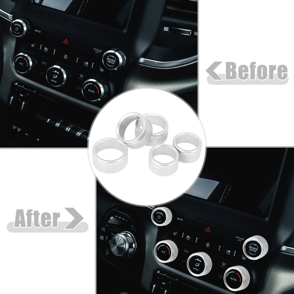 5pcs AC Radio Switch Knob Cover for Dodge Ram 1500 (2018–2020)
