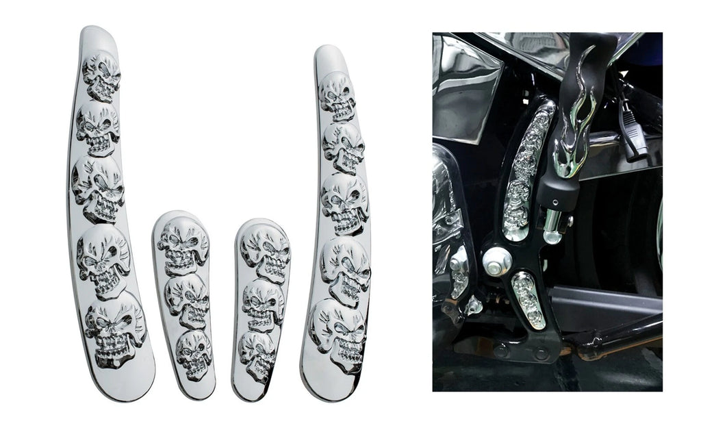 Chrome Skull Swing Arm Accent Kit for Harley-Davidson Softail (2008–2017)
