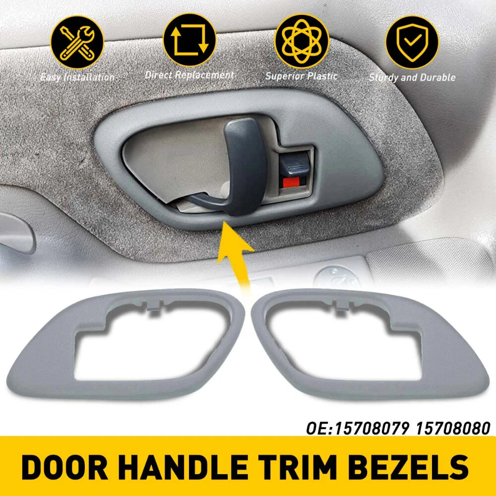 Set of 2 Interior Door Handle Bezels Trim Gray for Chevy GMC Truck (1995–1999)
