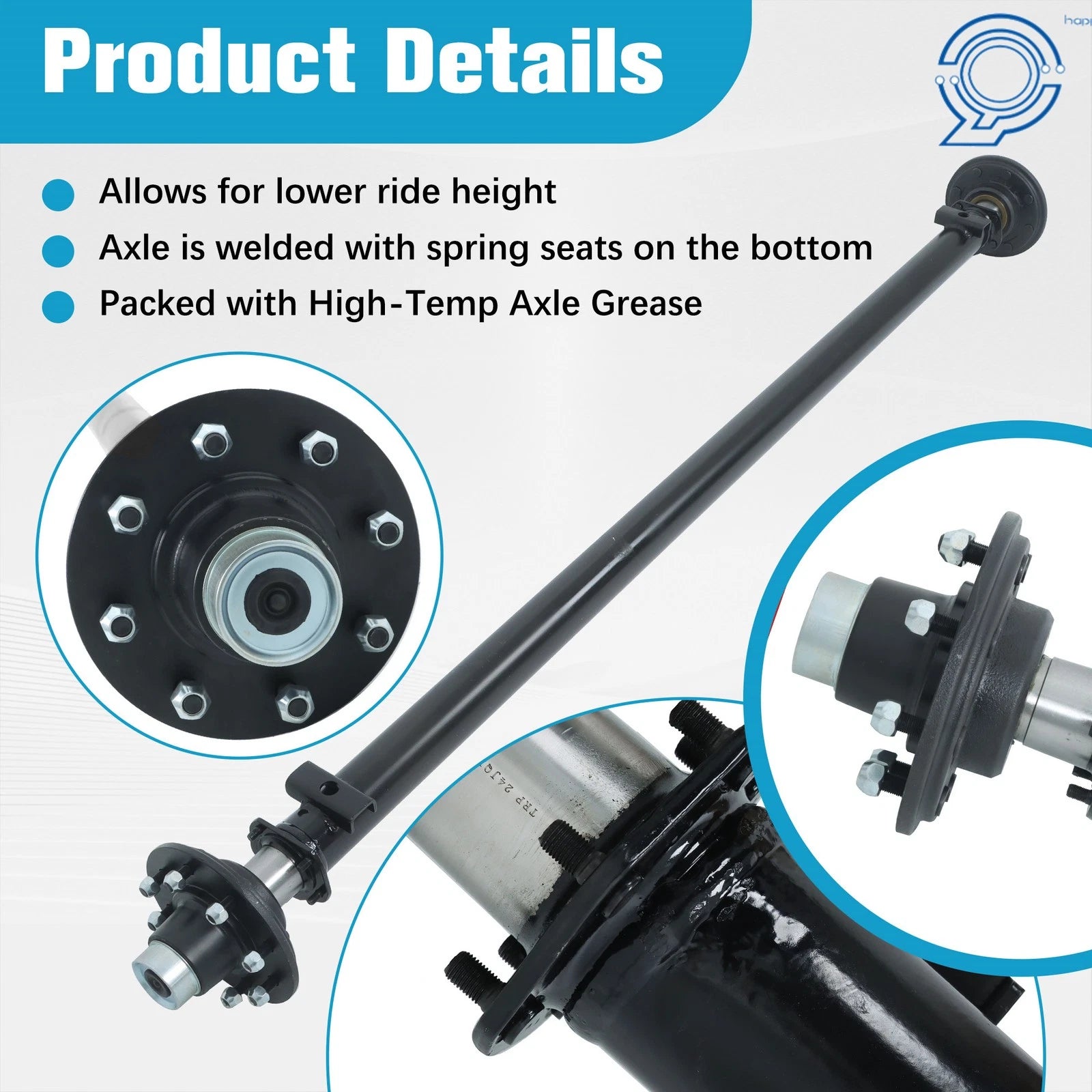 Trailer Axle 7000 lb Idler 8 Lug 95" Hubface 80" Spring Center 8x6.5 Bolt