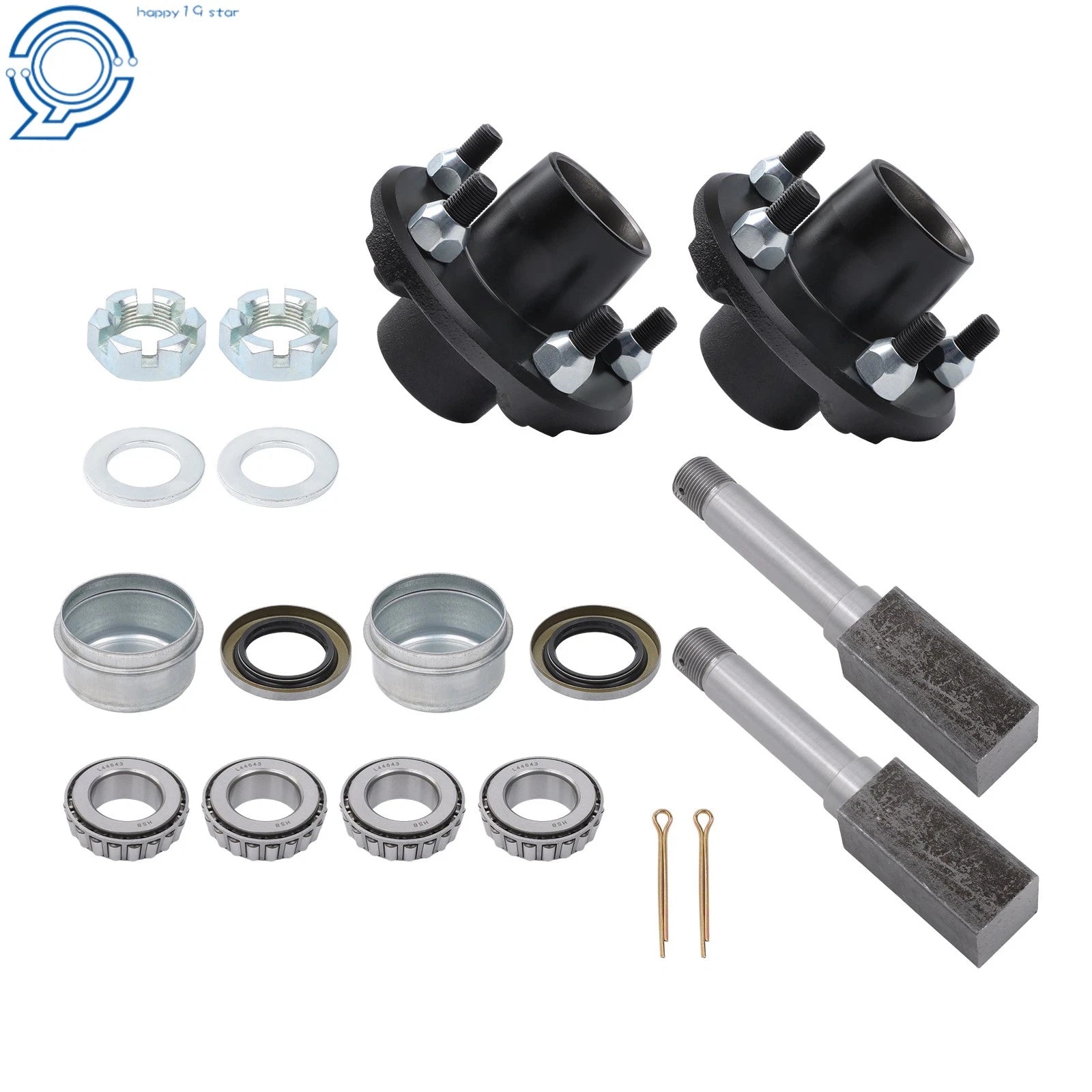 Trailer Hub Kit for 1" Square Spindle (5 on 4.5)