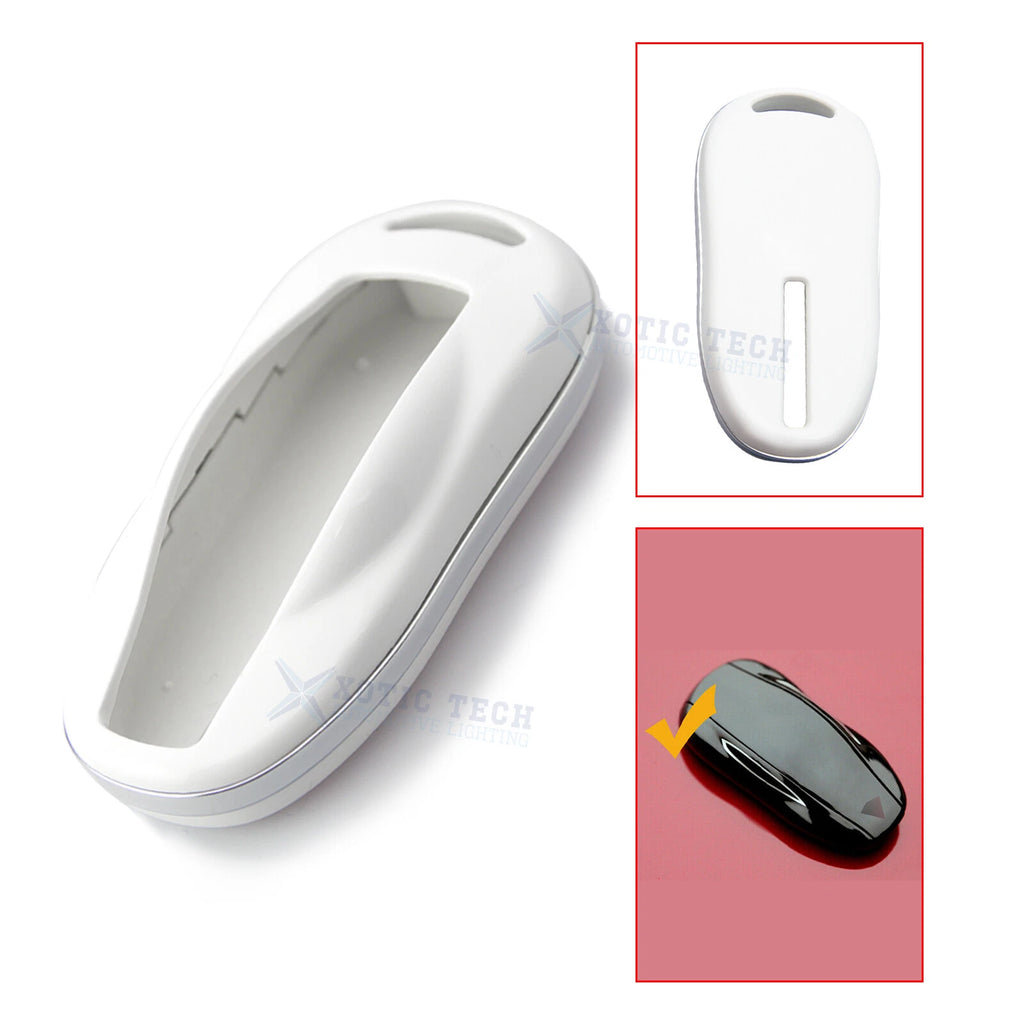 Glossy White ABS Smart Key FOB Hard Shell Cover Case for Tesla Model S (2012–2018)