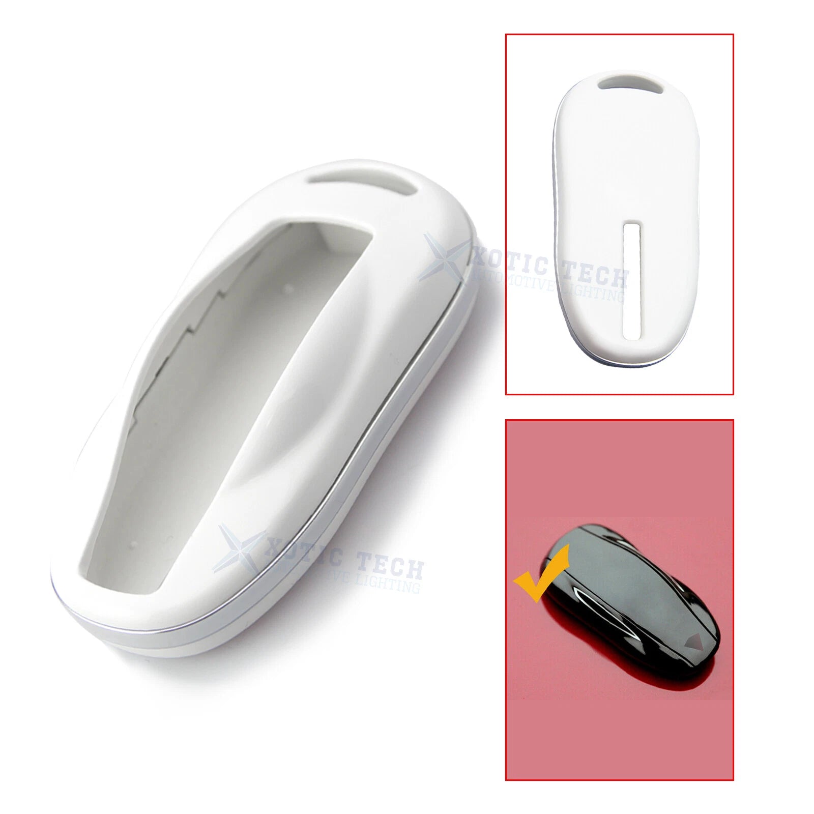 Glossy White ABS Smart Key FOB Hard Shell Cover Case for Tesla Model S (2012–2018)