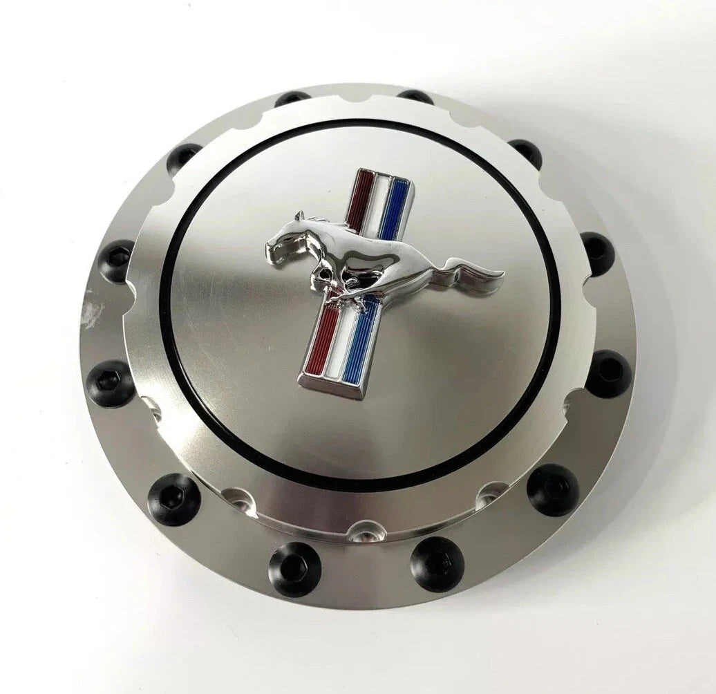 Billet Gas Cap Replacement with Pony Emblem for 1964-1973 Ford Mustang