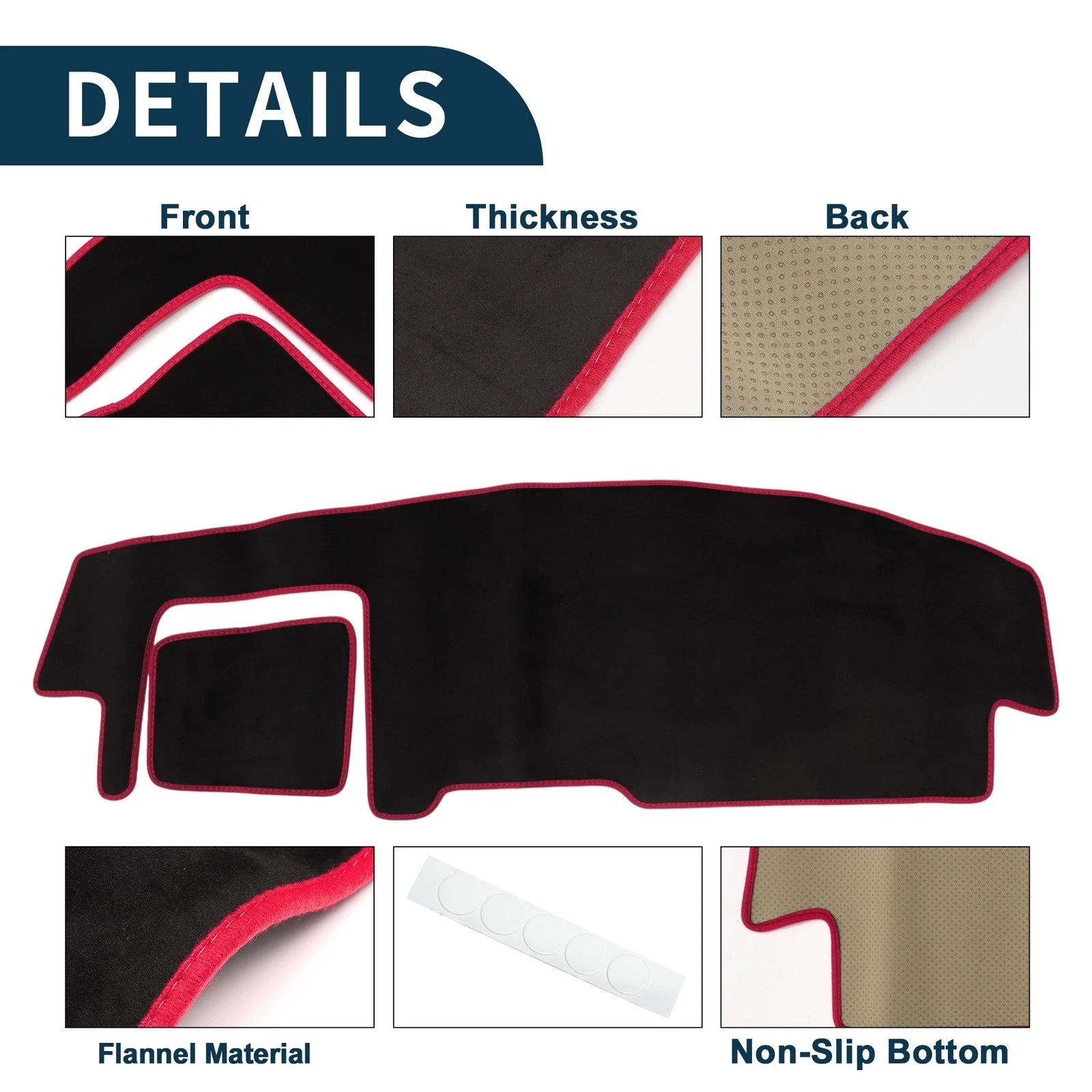 Dashboard Dash Cover Mat for Suzuki Spacia MK54S (2015–2021) Black Red Set of 1