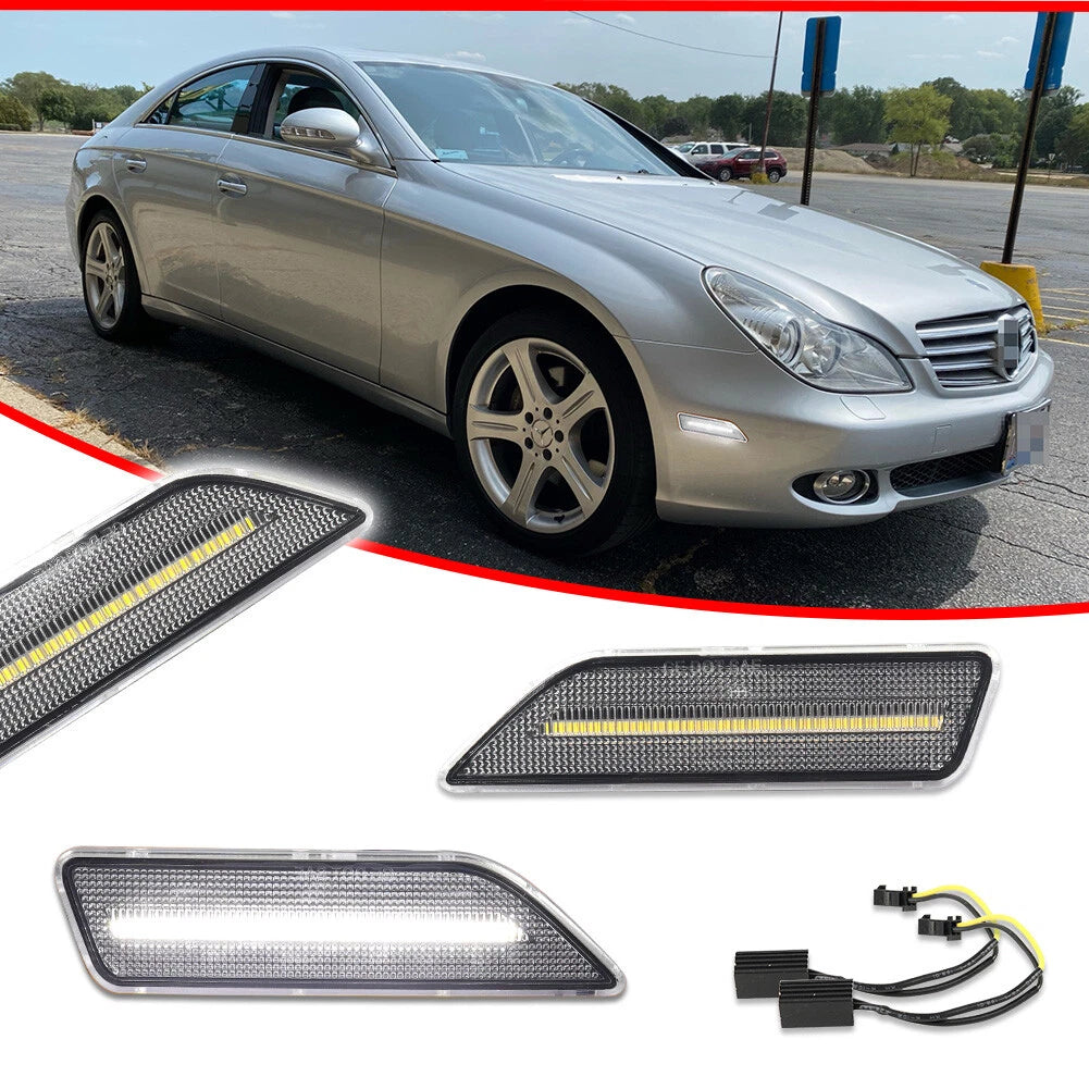 Clear White LED Side Marker Lights for Mercedes Benz CLS-Class (2006–2011)