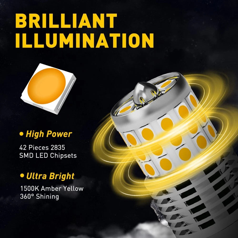 2X Amber LED Turn Signal Light Bulbs for AUXITO (3000K)