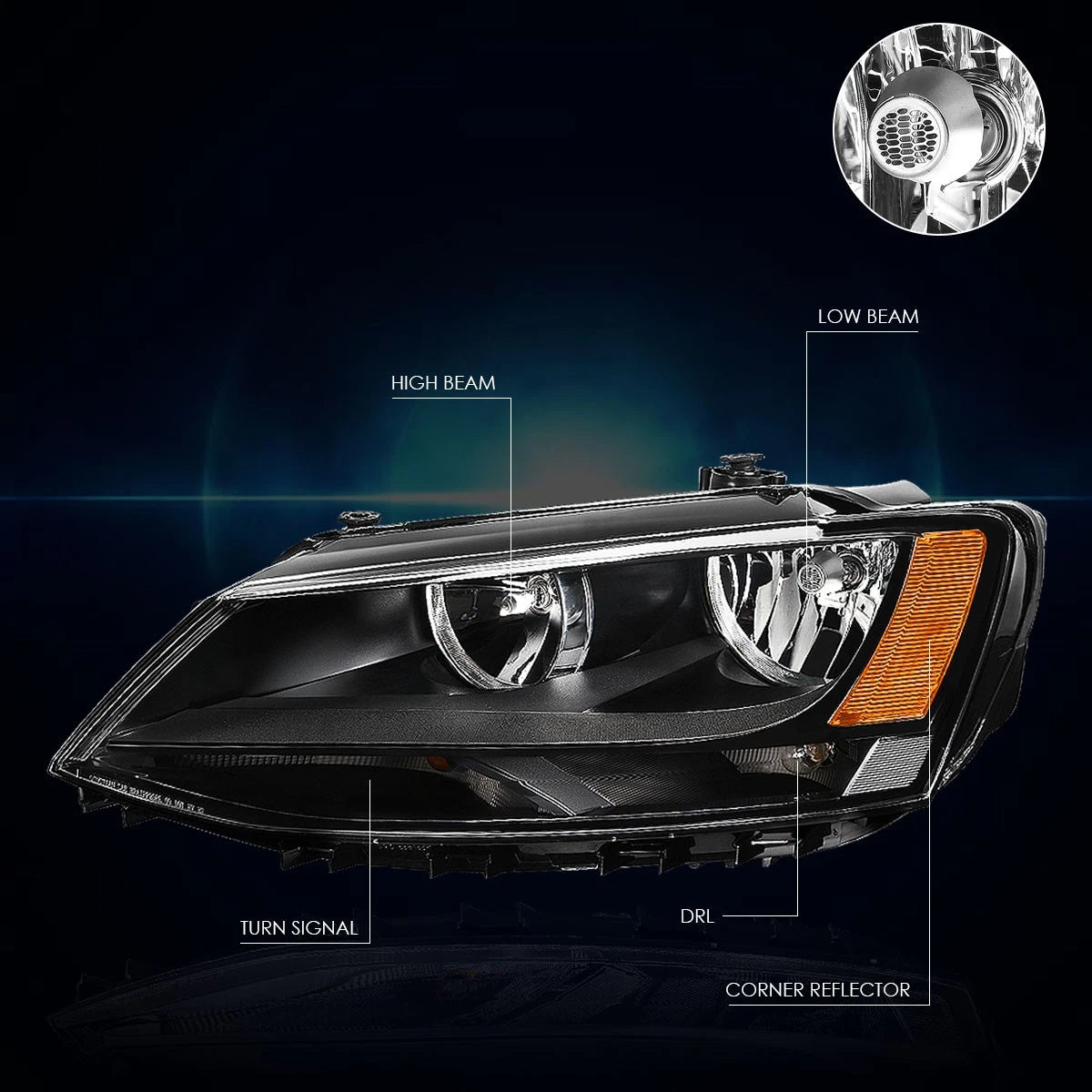 Headlight Replacement Pair for Ford Ranger (1993–1997) Black Housing Clear Lens