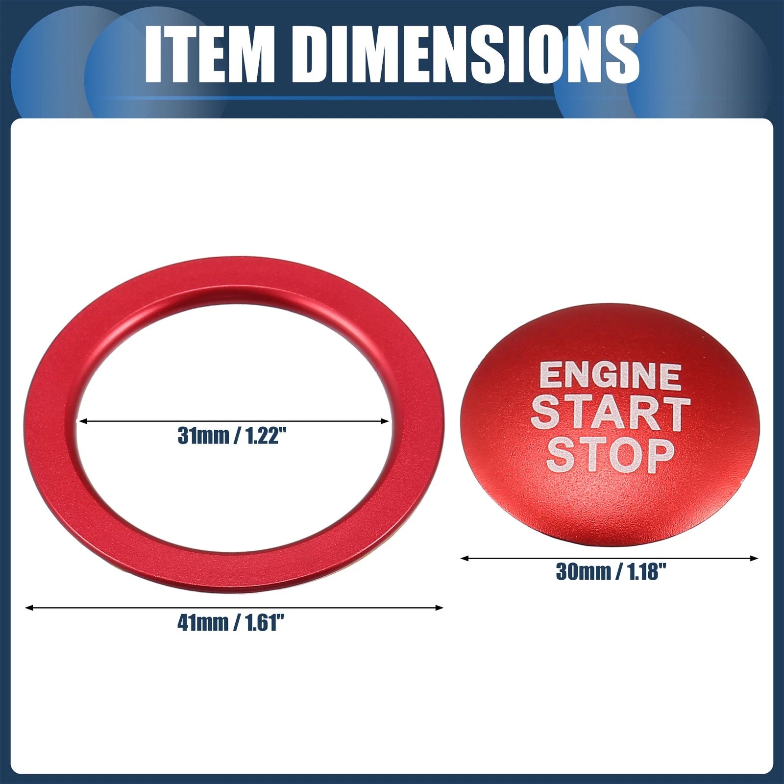 Set of 1 Engine Start Stop Button Cover for Toyota  Red