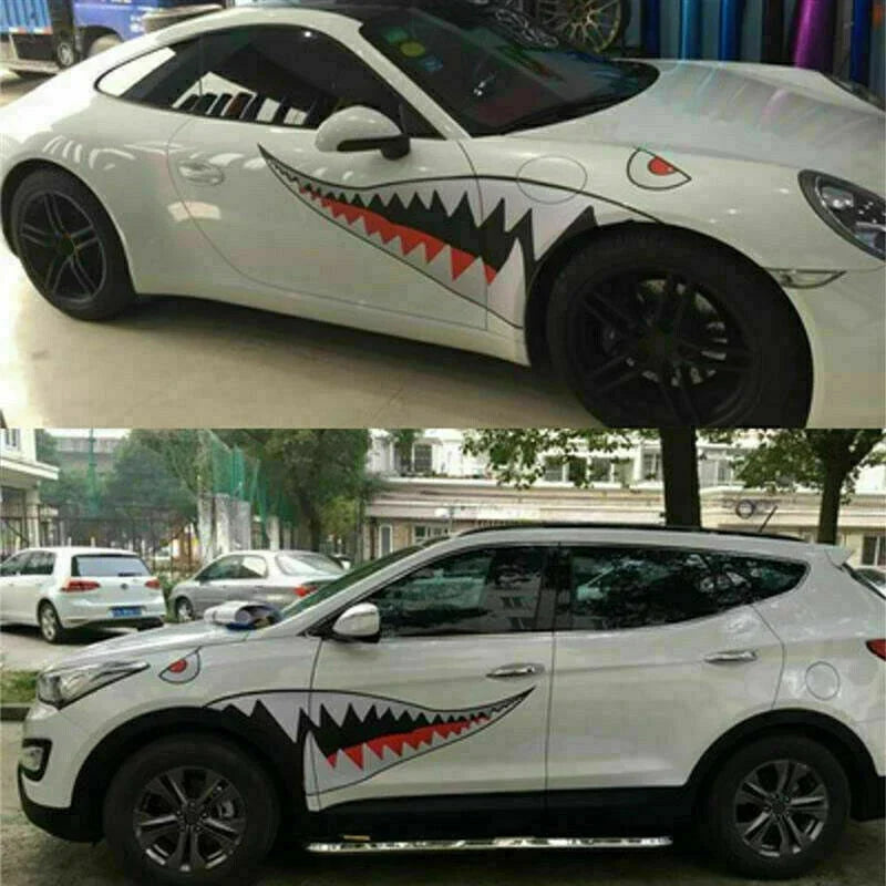 59'' / Exterior Side Door Decal / Shark Mouth Teeth Sticker Vinyl for Car