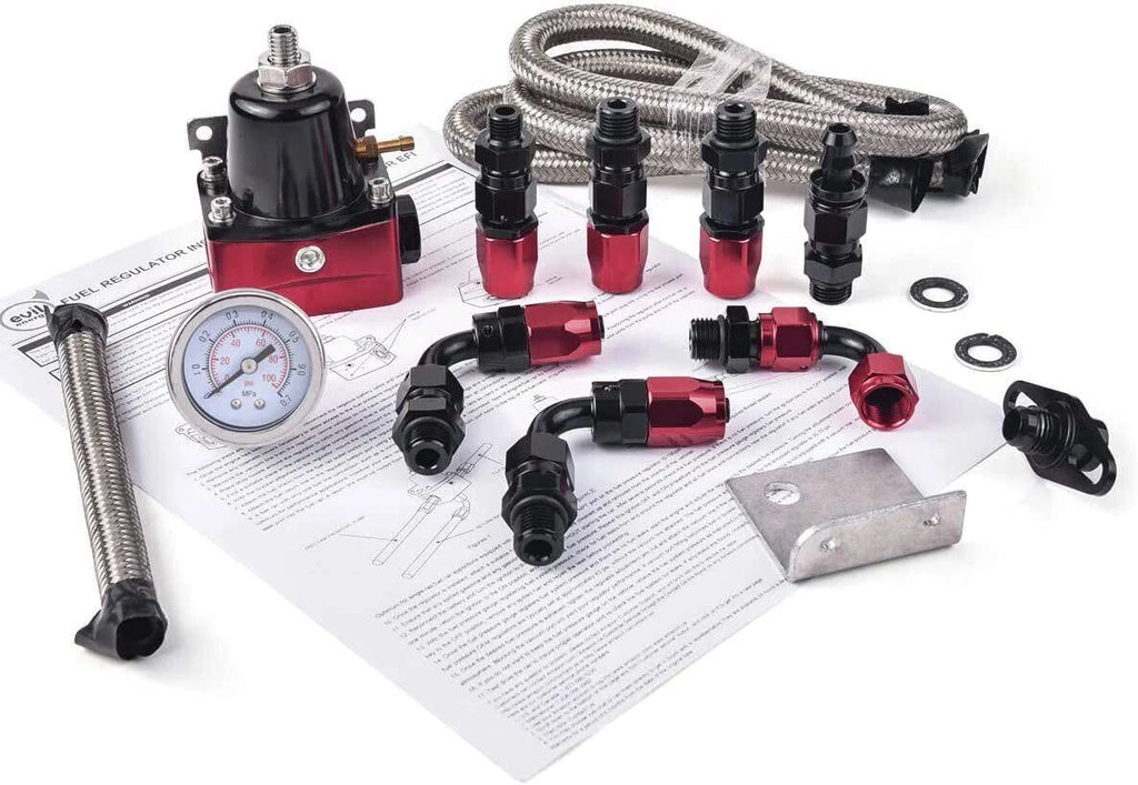 Adjustable Fuel Pressure Regulator Gauge with 6AN Fitting for EFI Vehicles