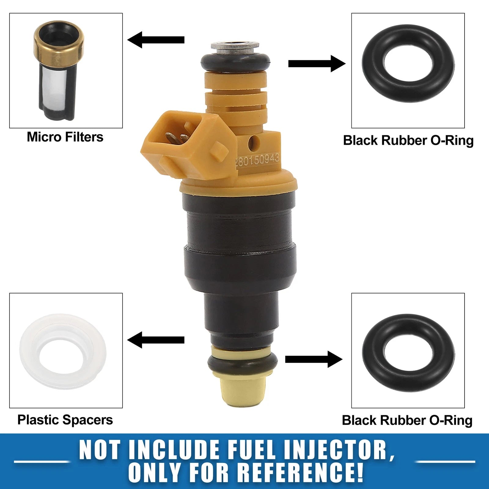 Set of 6 Fuel Injector O Rings Seals with Micro Filters for Nissan Sentra (2000–2003)