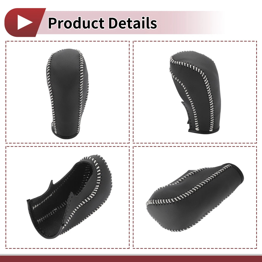 Gear Shift Knob Cover for Ford Fiesta (2011–2019) Black Beige Faux Leather