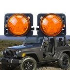 Pair Front Fender LED Side Marker Light Amber Lens for Jeep Wrangler JK (2007–2018)