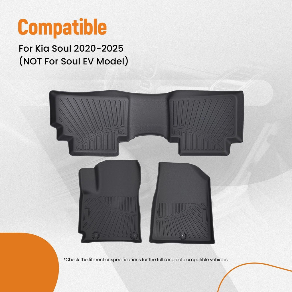 Set of 4 Carpet Floor Mats for Kia Soul (2020–2025) TPE Waterproof Liners