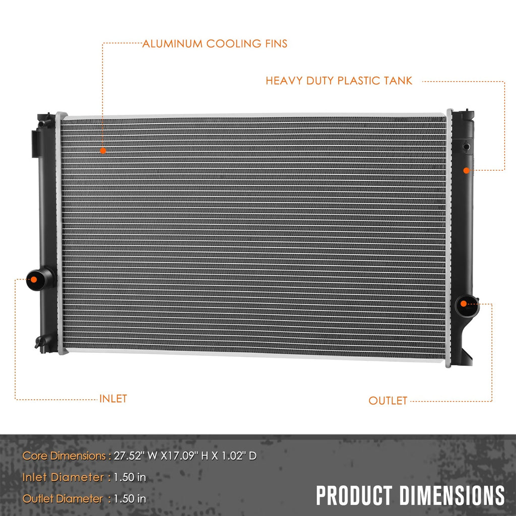 Aluminum Cooling Radiator DPI-13514 for Lexus NX200T NX300 (2015–2021)