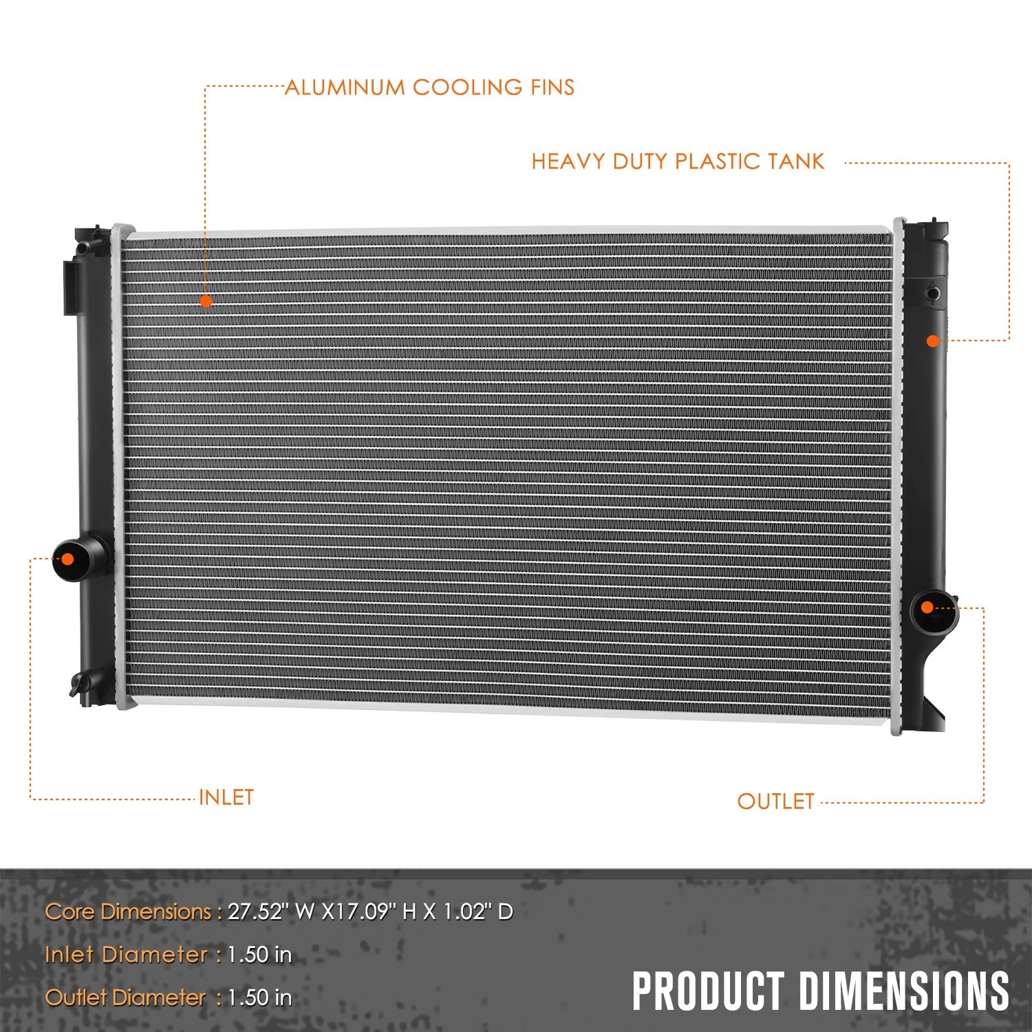 Aluminum Cooling Radiator DPI-13514 for Lexus NX200T NX300 (2015–2021)
