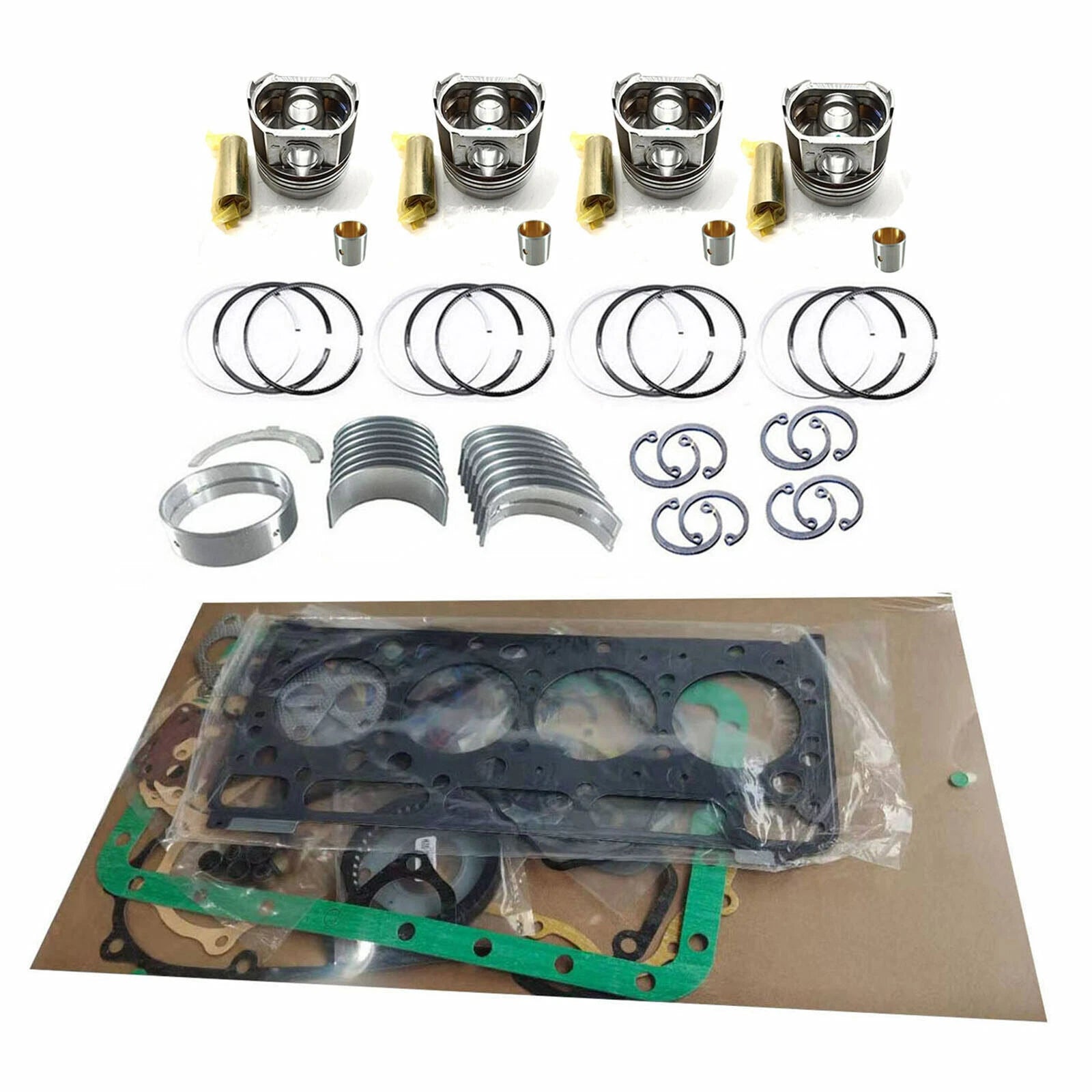 Piston Kit Assy + Bearing + Gasket Kit for Yanmar Excavator Tractor (4TNB82)