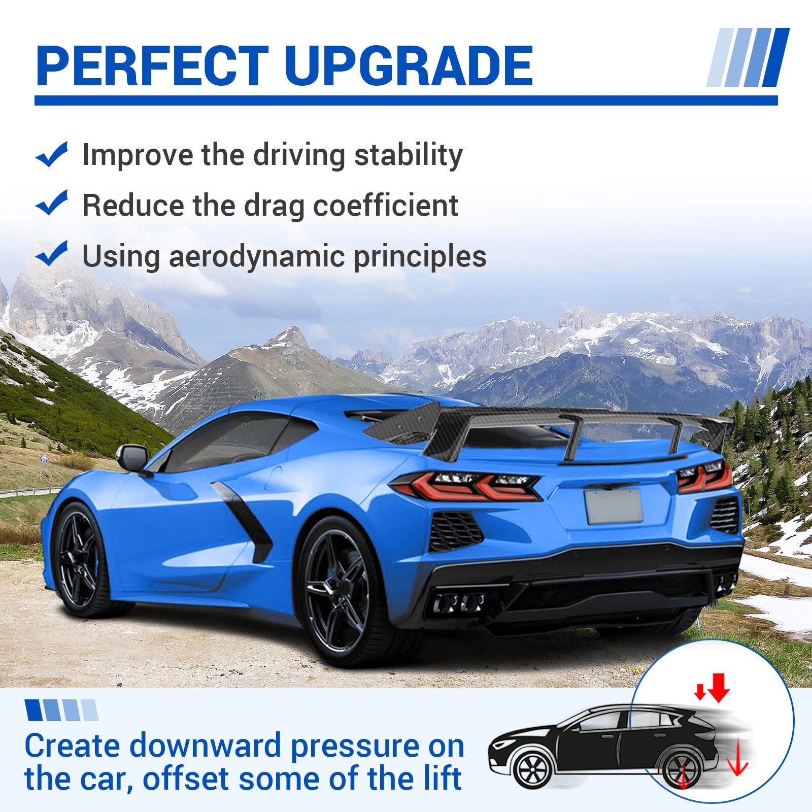 Carbon Fiber Style Rear High Wing Trunk Spoiler for Chevy Corvette C8 (2020–2025)