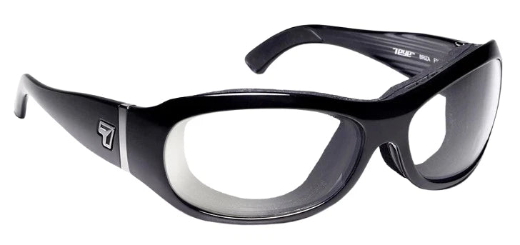 7eye Briza Motorcycle Glasses for (Glossy Black Frame, Clear Lens)