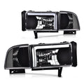LED Clear Corner Black Headlights for Dodge Ram 1500 2500 3500 (1994–2002)