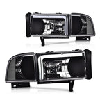 LED Clear Corner Black Headlights for Dodge Ram 1500 2500 3500 (1994–2002)
