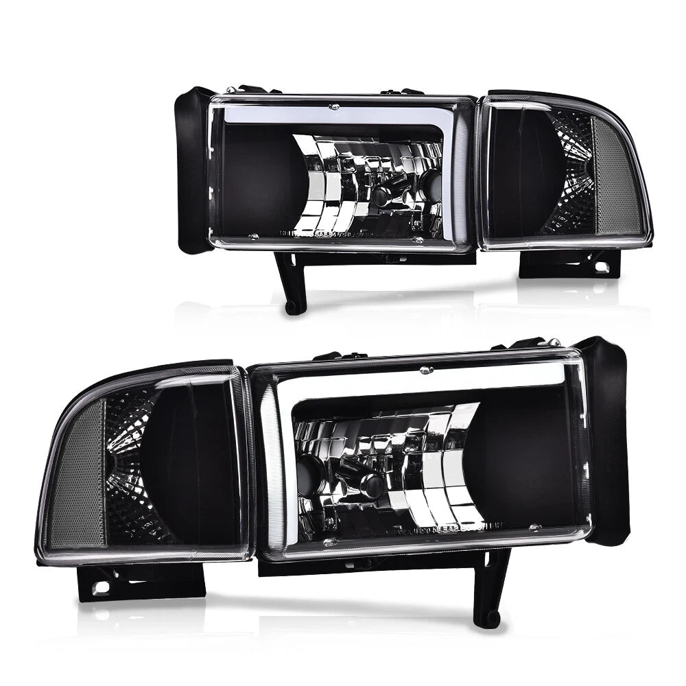 LED Clear Corner Black Headlights for Dodge Ram 1500 2500 3500 (1994–2002)