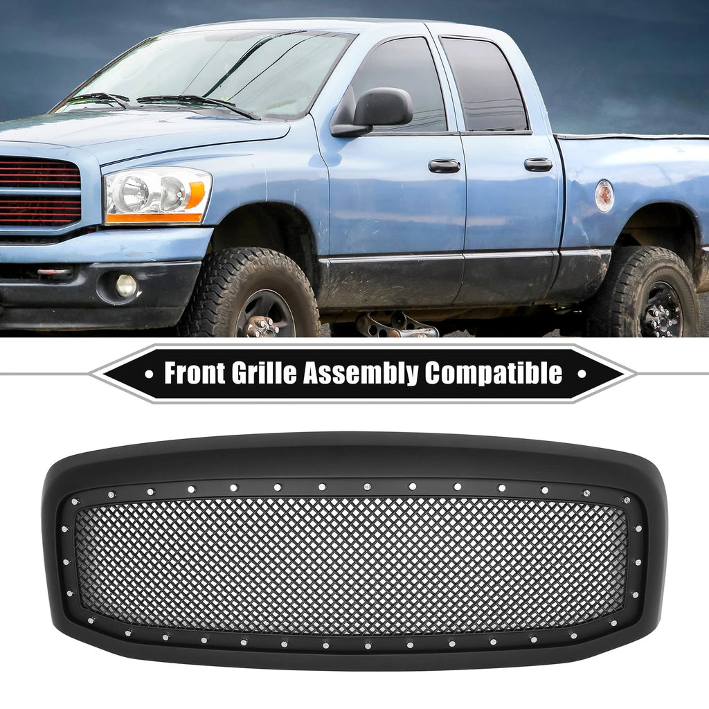 Front Grille Assembly with Rivet for Dodge Ram 3500 (2006–2009) Matte Black
