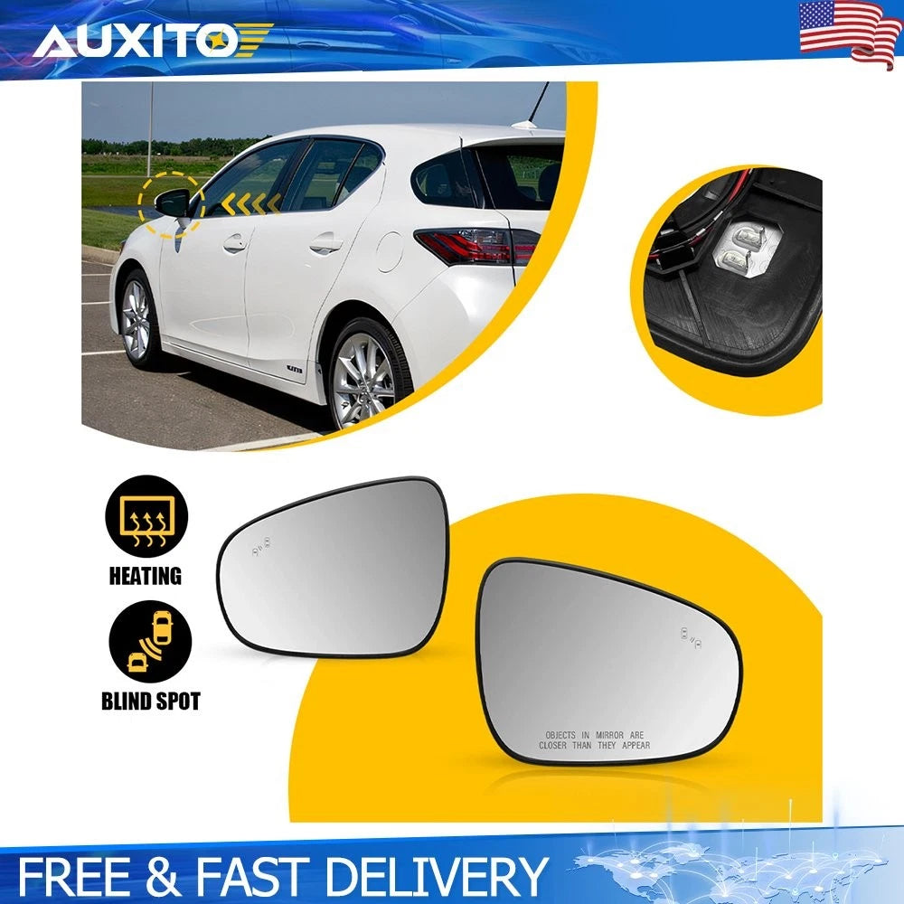 Driver Passenger Mirror Glass with Blind Spot for Lexus CT200h GS350 LS460 RC300 (2011–2017)