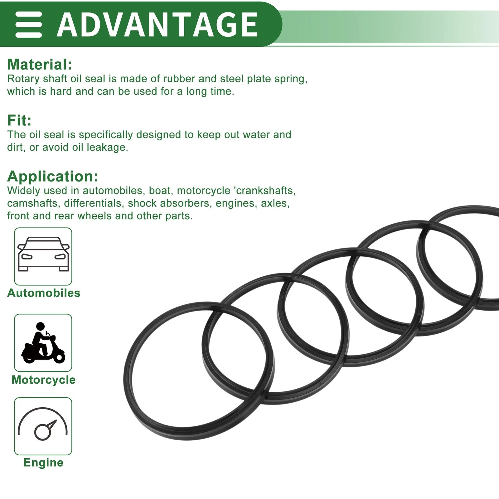 Set of 5 Oil Seal Rotary Shaft Seal NBR Rubber 98x108x6mm