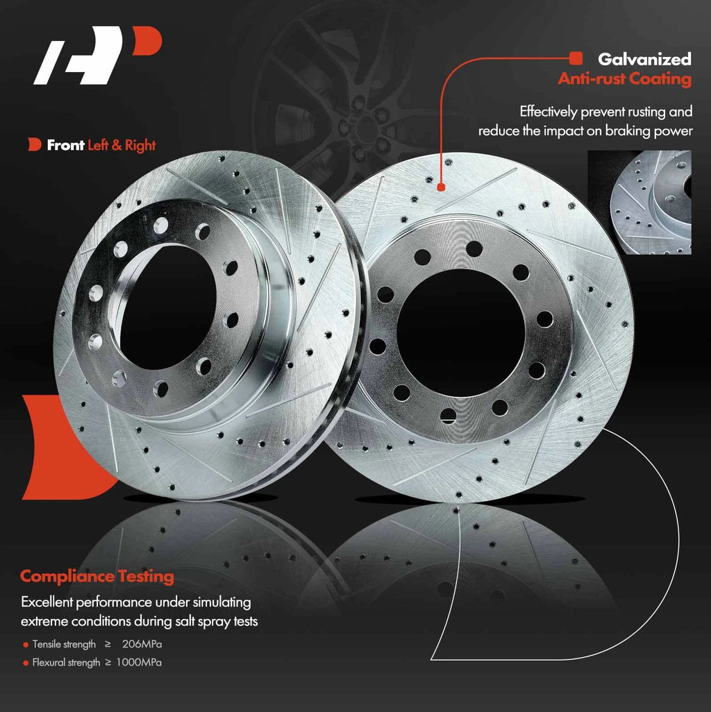 Front Side Drilled Brake Rotors for Ford F-350 F-450 F-550 Super Duty