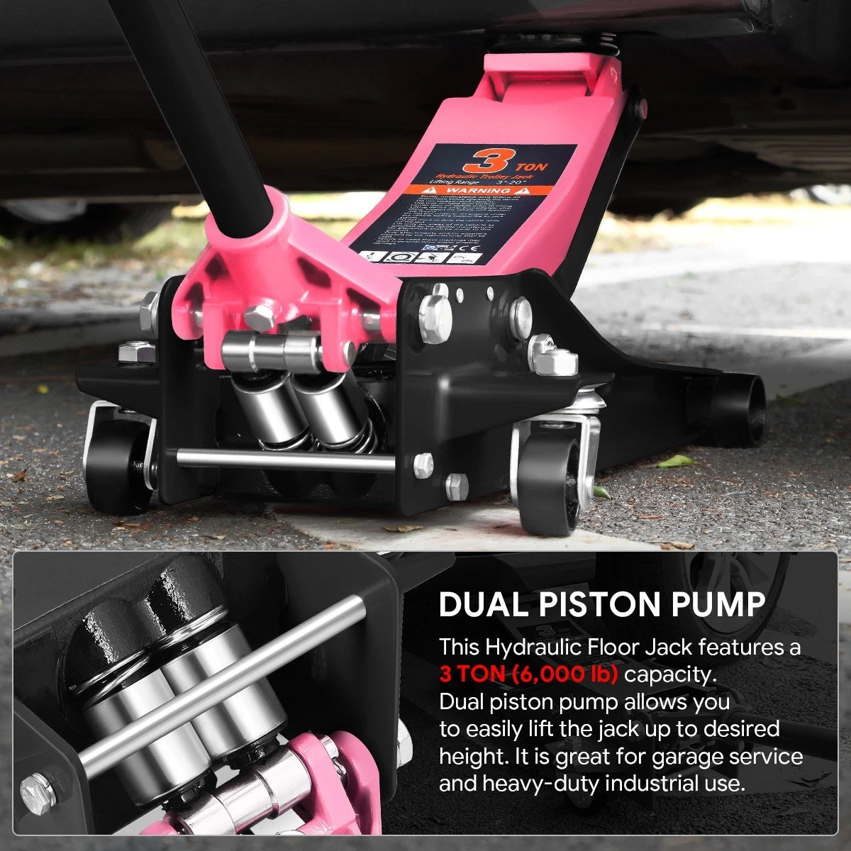 3-Ton Alloy Steel Hydraulic Floor Jack for Universal Use (6000 lbs Capacity)
