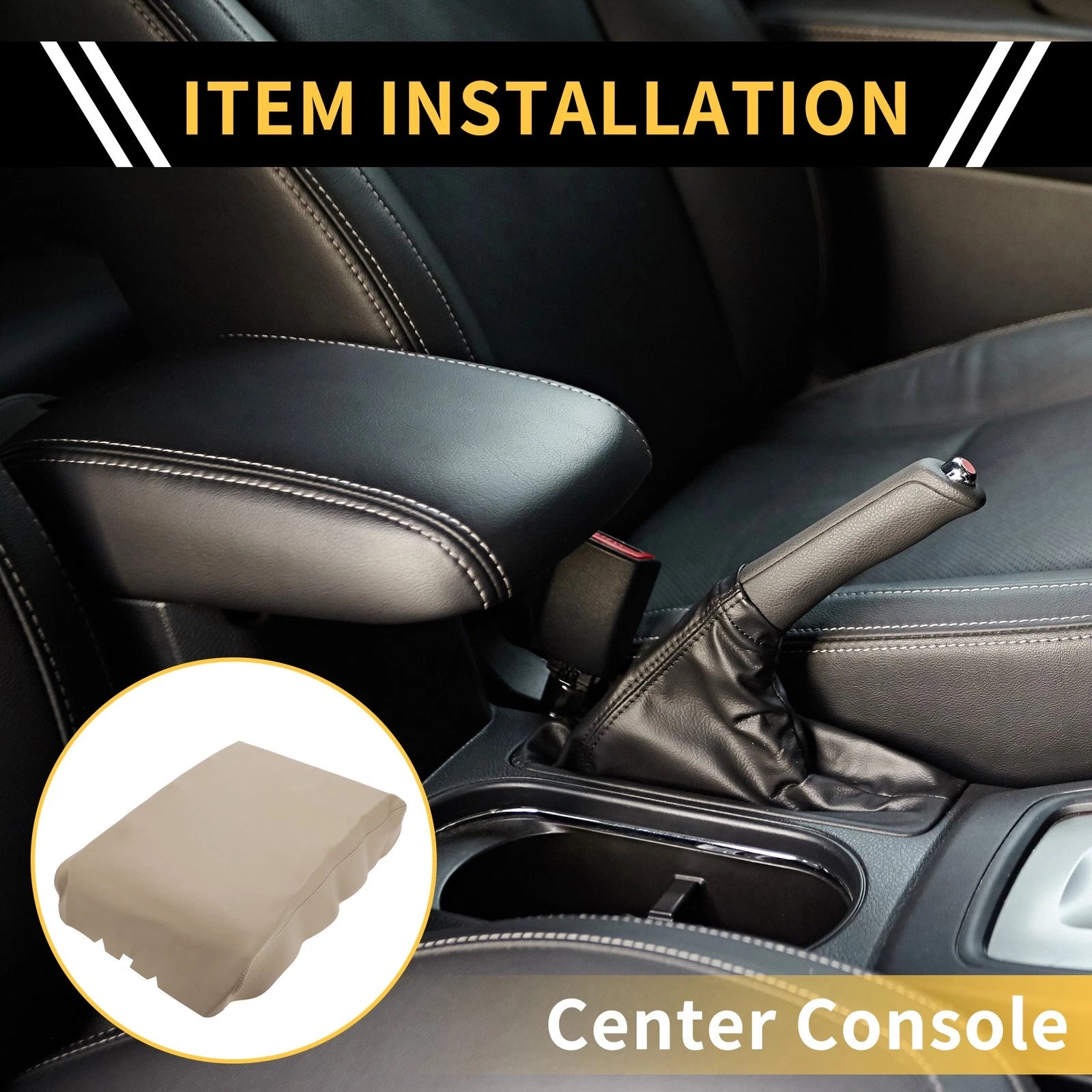 Console Pad Cover for Nissan Titan (2004–2014) Microfiber Leather Beige