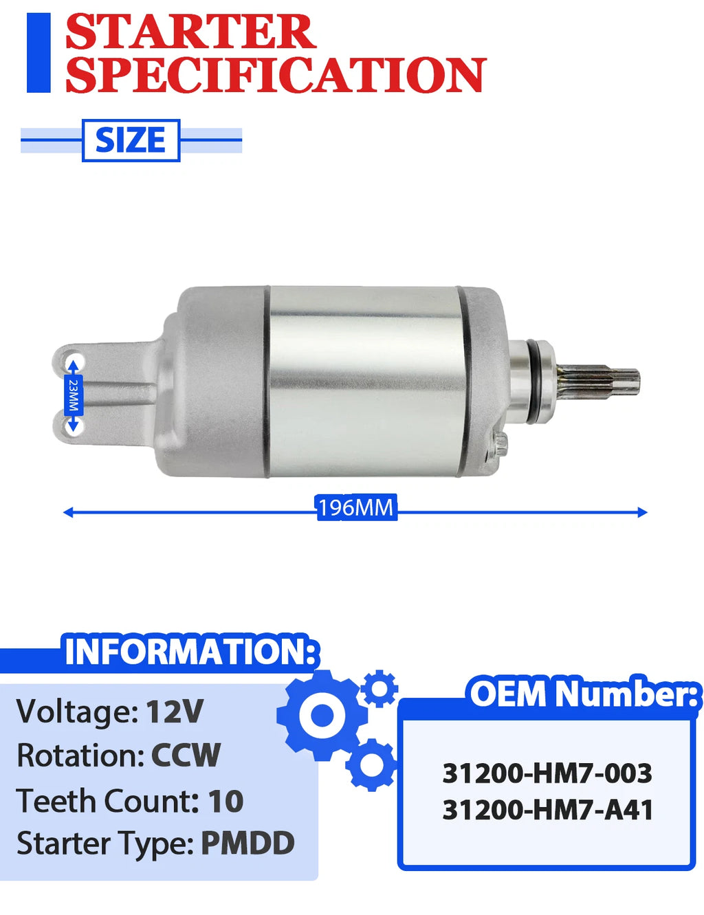 Starter with Relay & Key Switch for Honda TRX500FPE FourTrax Foreman ES (2007–2008)