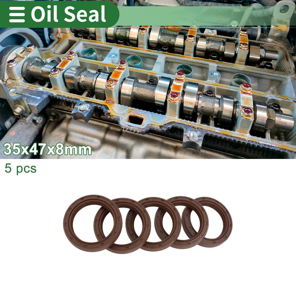 Set of 5 Oil Seals FKM Rubber 35x47x8mm for Automotive Applications